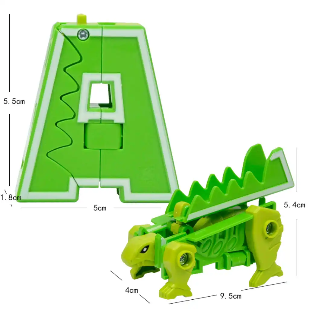 7 Pieces Dinosaur Alphabet Blocks Transform Robots Toy Playset Combinate to Big Robot Early Letter Educational for Kid Boys Gift
