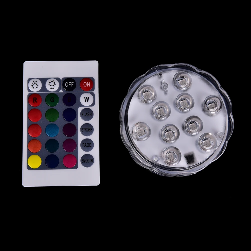 10 LED RGB con pilas sumergible luz IP68 impermeable Piscina boda piscina Pond Iluminación
