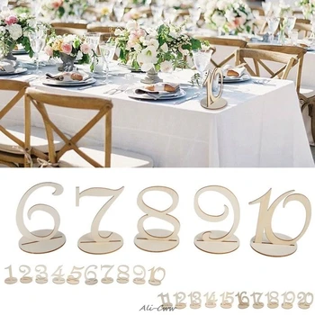 

1-10/11-20 Wooden Table Numbers Set with Base Birthday Wedding Party Decor Gifts
