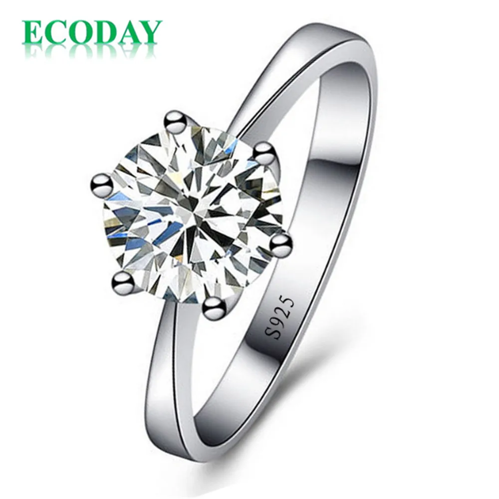

ECODAY Jewelry Wedding Rings Six Claw Cubic Zirconia Rings For Women Engagement Rings Couple Ring Bague Femme