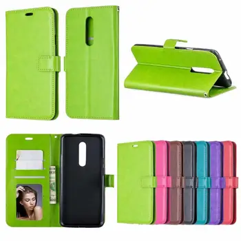 

100pcs/lot Crazy Horse Wallet leather Stand PU+TPU Cover Case for Oneplus 7 Pro / For Oneplus 7