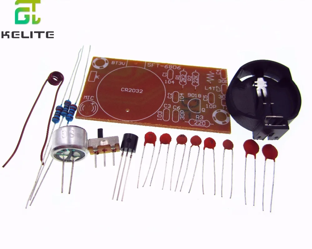 

1kit Simple FM wireless microphone Electronic DIY parts kit set / 3V 88MHz-108MHz radio FM wireless microphone set module