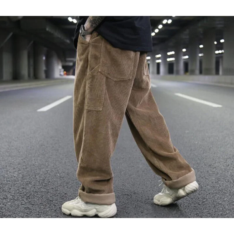 Мужские вельветовые длинные брюки Ретро мода прямые брюки размера плюс рэп хип хоп брюки мужские повседневные брюки