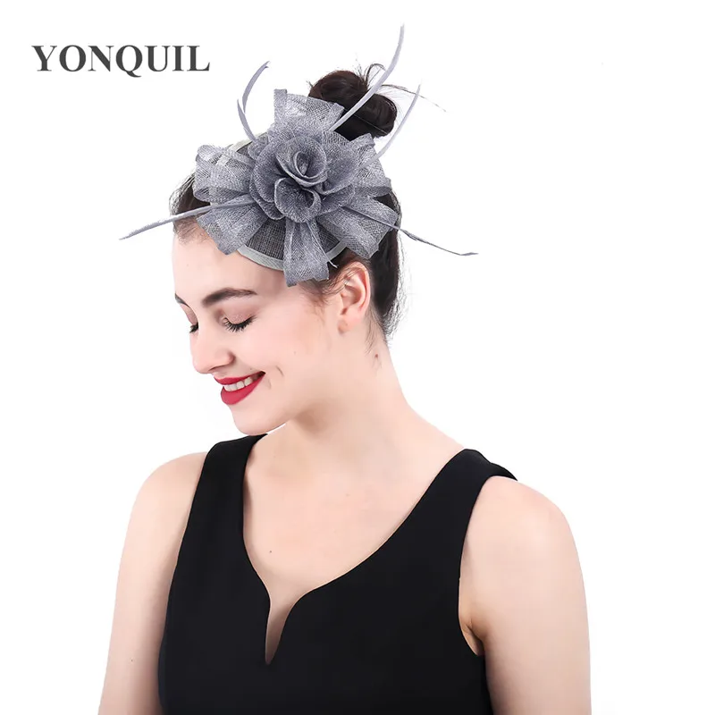 Buy Elegant Women sinamay Hair clips fancy feather