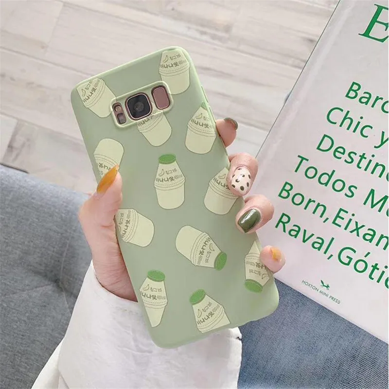 

Ourpho Cartoon Soft TPU Cases For Samsung S8 S9 S10 Plus Lovely Fruits Milk Printed Phone Cover For Samsung Galaxy Note 8 9