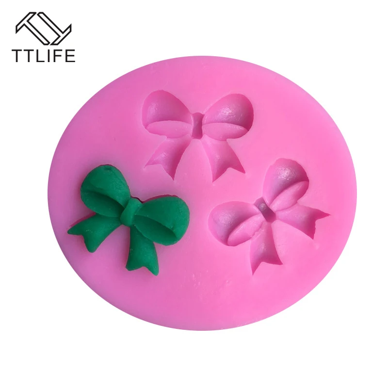 

TTLIFE 3-Hole Bowknot Design Silicone Mold Cake Decoration Tools Fondant Mold Chocolate Pudding Mould Confeitaria mold