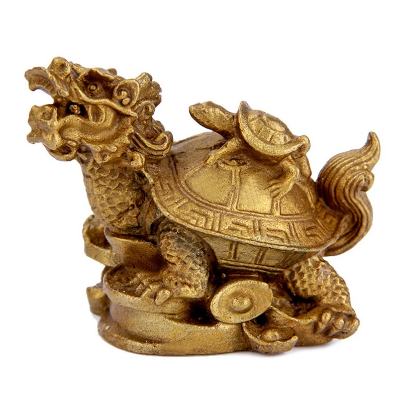 Fashion Newest Brass Feng Shui Dragon Turtle Tortoise Statue Coin Money Wealth Luck Figurine