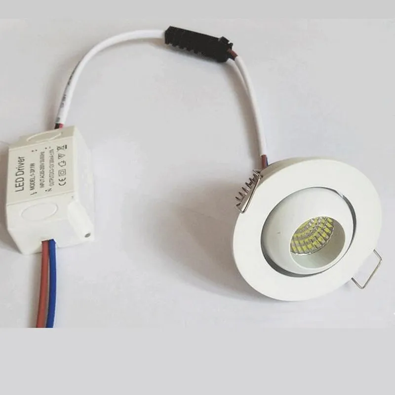 

5pcs 110V 220V 3W mini LED cob dowmlight dimmable spot light ceil lamp D52mm H35mm black,white shell with driver