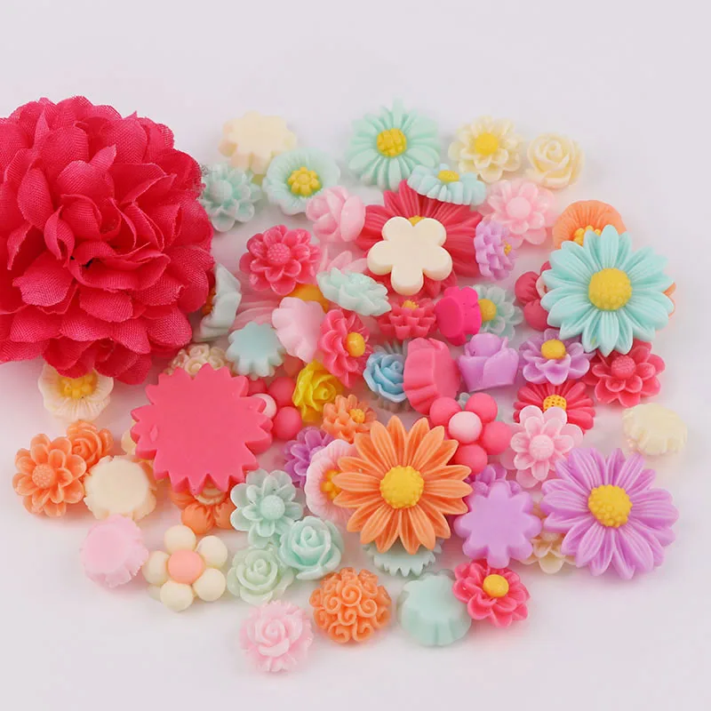 3D Resin Flower Fit Phone Embellishment Mixed Color Chamomile Flat Back Resins Cabochon Scrapbook