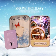 Элегантная коробка Secret DIY кукольный домик Miniatura с мебельным кроликом кронштейн Кукольный дом ручной работы Детский Снежный праздник подарок T005# D