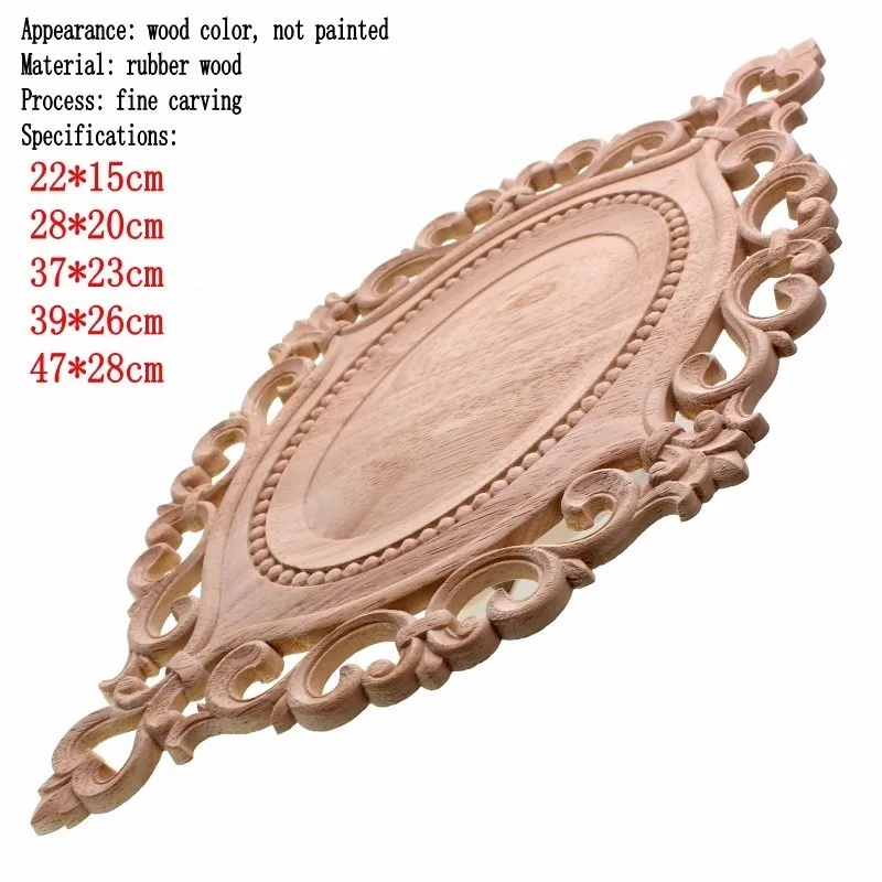 Ornament Crafts RUNBAZEF Wood Applique Circular Plate Door Heart Flower Cabinet Decorative Ornaments Figurines Miniatures Home Decor Figurine