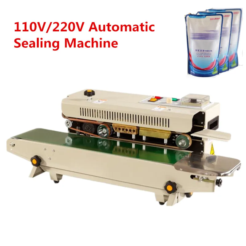 

Automatic 110V/220V Heat Plastic Bag Foil Bag Band Sealer Machine Continuous Pouch Film Sealing Machine For Coffee Bags