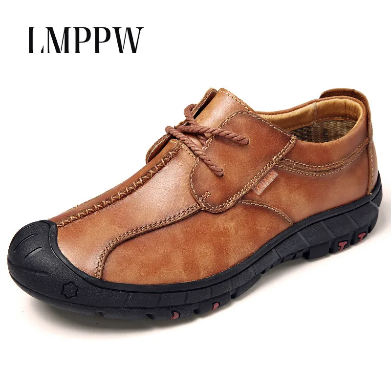 

Top Quality Men's Genuine Cowhide Leather Shoes Spring Autumn Breathable Male Leather Casual Oxford Shoes Luxury Brand Flats2A