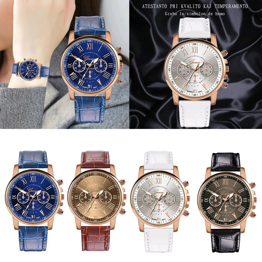 Повседневные модные женские часы, римские цифровые кожаные часы, качественный подарок, модные женские часы, кварцевые часы с механизмом, Relogio# W