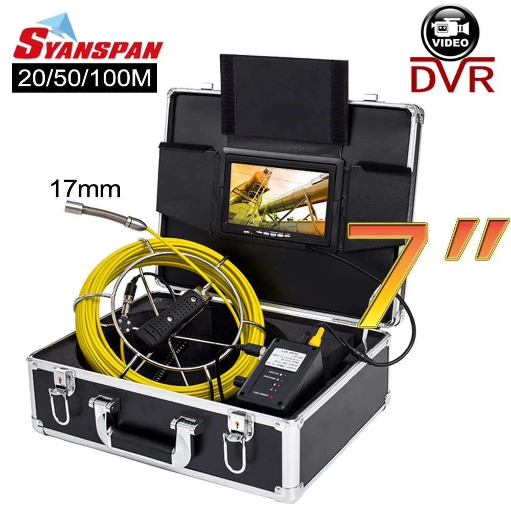 SYANSPAN 20/50/100 М камера для осмотра труб 17 мм 8 Гб sd карта DVR IP68 сливной канализационный