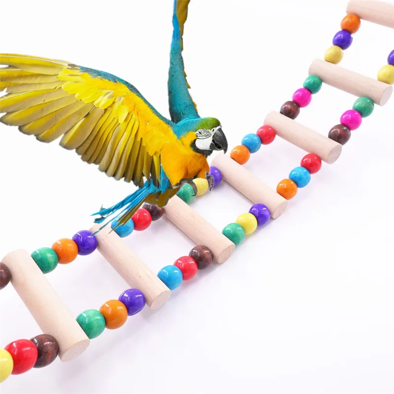 Rainbow-color-Wooden-Pet-ladder-bird-toys-Swing-Exercise-Hamster-Parrot-Parakeet-Toy-Bird-Ladder-Y0472