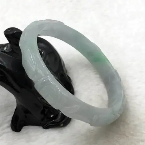 

2619 China Beautiful Hand-carved Green Jadeite Jade Gems Bracelet Bangle