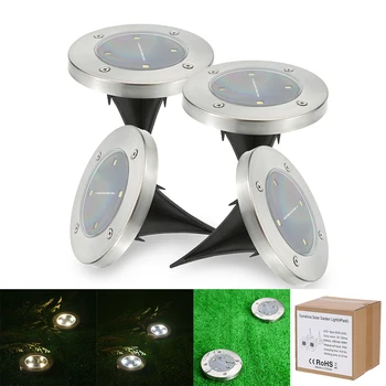 

4Pcs LED Outdoor Solar 3 Leds Buried Lamps LED Garden Lawn Light Solar Powered Underground Lights White&warm white