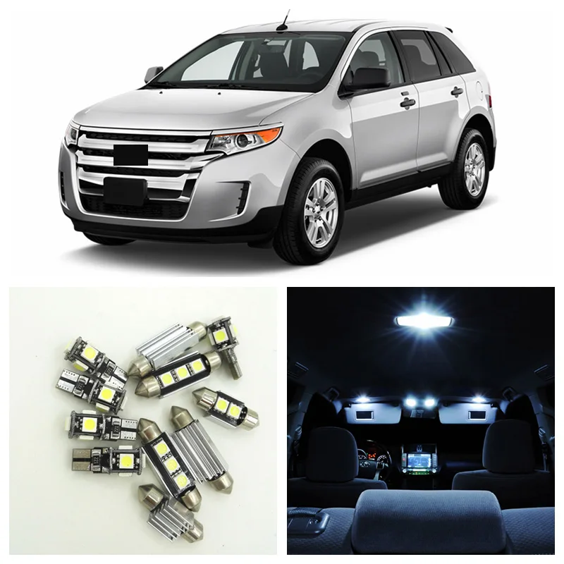 

15Pcs White Car LED Light Bulb Interior Package Kit For 2011 2012 2013 2014 Ford Edge Map Dome Trunk License Plate lamp