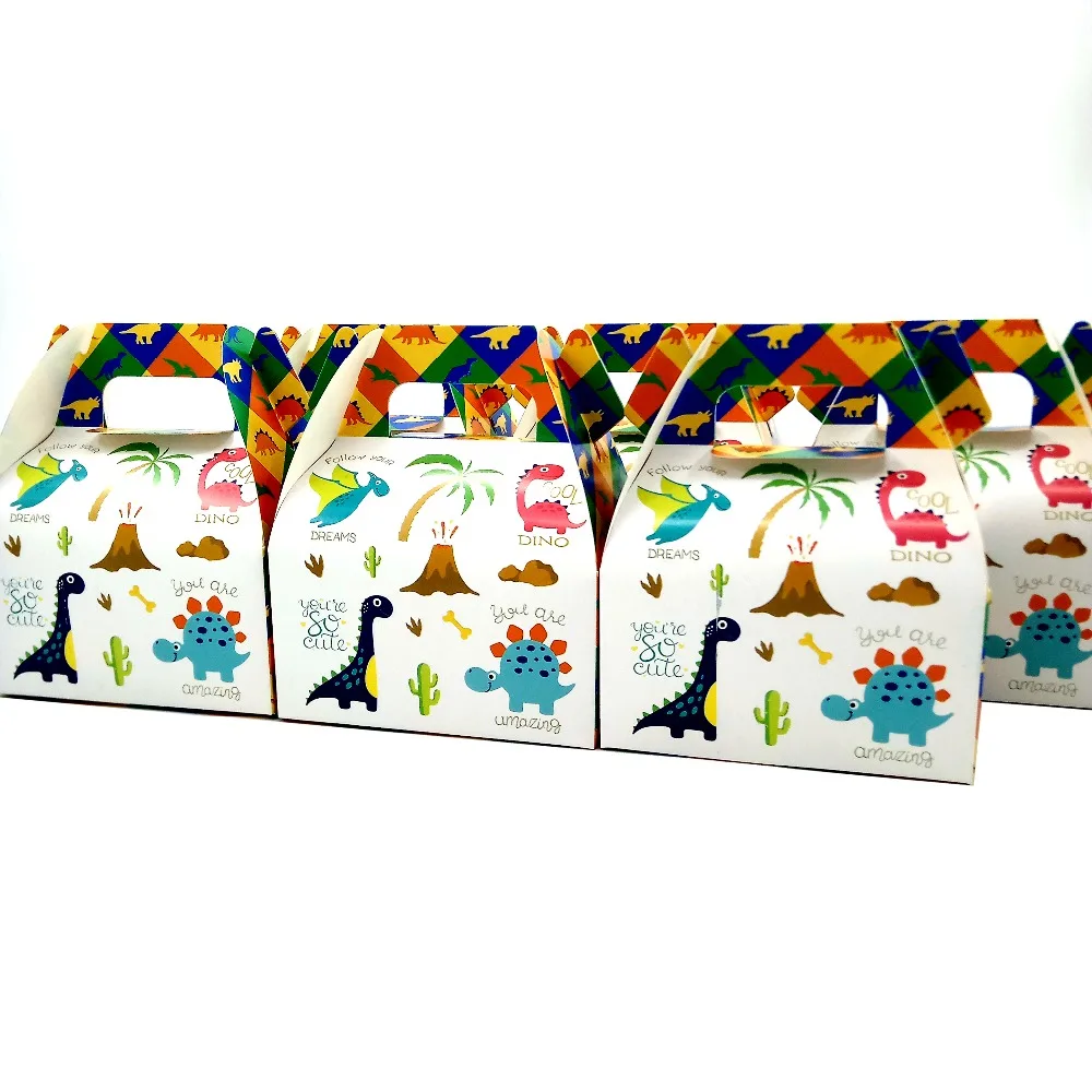 24 шт./лот коробка конфет коробки для тортов и пирожных подарочные пакеты для детей пижама с динозавром тематический Дино вечерние Baby Shower вечерние украшения вечерние свадебный