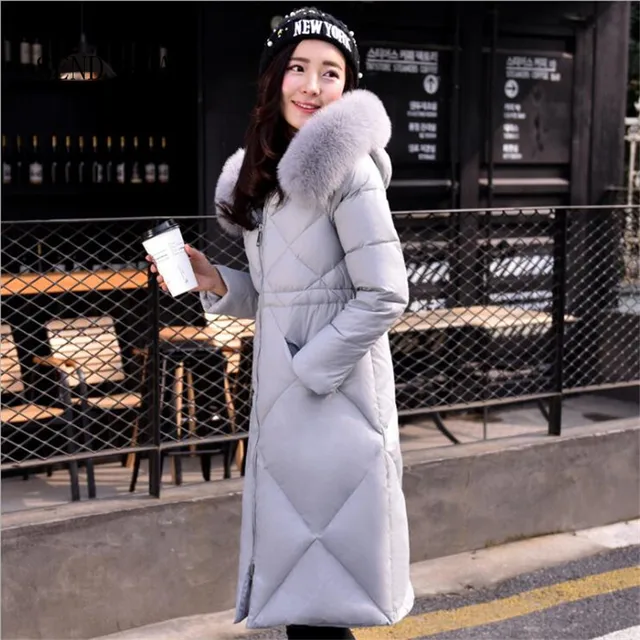 Cheap 2016New Winter Jacket, Fashionable Women Knee-high Long Down Cultivate One's Morality Even Cap Large Fox Collars With Thick Coat