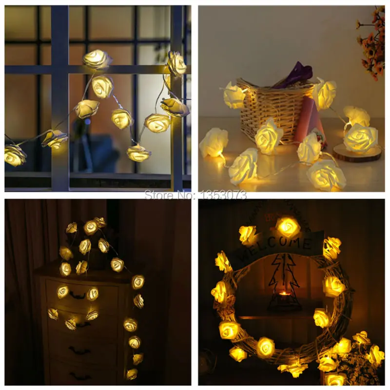 Rose Multicolor LED String Lights LED Rope Christmas Garlands Holiday Light Wedding Lantern Lighting 1-5