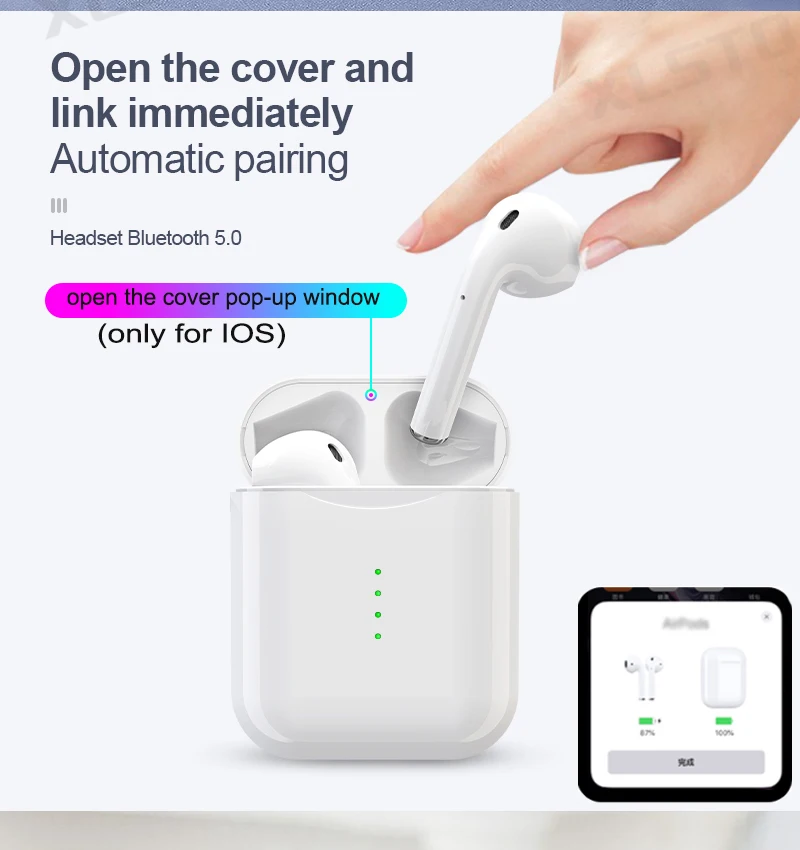 2019 Newest V8 TWS Bluetooth Headset With Pop-ups Window Wireless Bluetooth 5.0 Touch Earphones PK i10 i12 Earphones For iPhone (2)