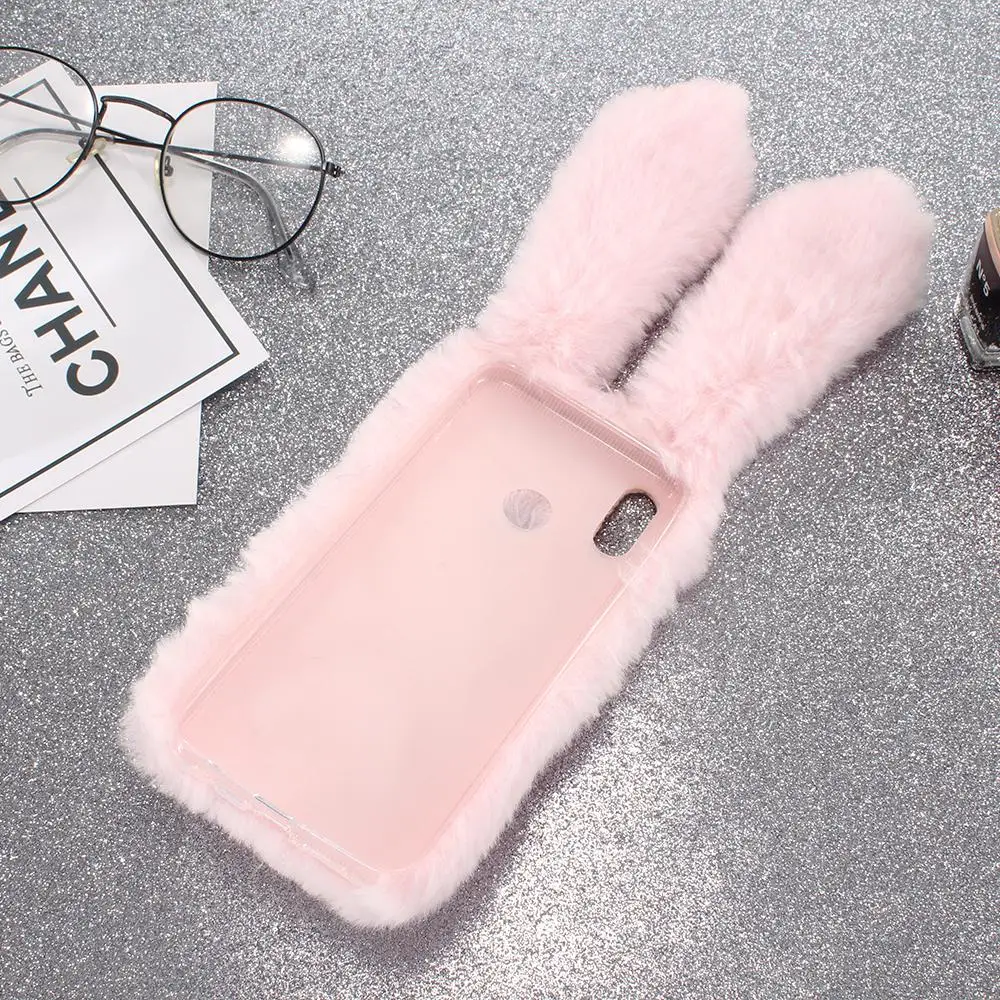 Чехлы из кроличьего меха P Smart 2020 2019 для Huawei P20 Pro Plus Nova 3 3I 3E 2i 4 P30 Lite Z 5 5i 6 5g 4g 7 SE