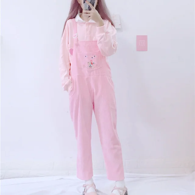 Best Offers Two-piece suit Corduroy Rompers Womens kawaii Cartoon Pink Sweatshirt+Bib Pants Pockets Vintage Overalls Cute Casual Jumpsuit Best Offers Two-piece suit Corduroy Rompers Womens kawaii Cartoon Pink Sweatshirt+Bib Pants Pockets Vintage Overalls Cute Casual Jumpsuit