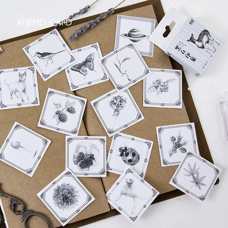 1 шт. черно-белые канцелярские наклейки Kawaii Papeleria для путешественников, мини-ежедневники, школьный журнал, канцелярские принадлежности Papelaria - Цвет: 6