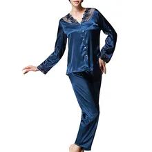 Модная шелковая Женская однотонная шапка, атласная кружевная Пижама на пуговицах, комплект одежды для сна, летняя сексуальная женская одежда для сна, комплект одежды 40al05