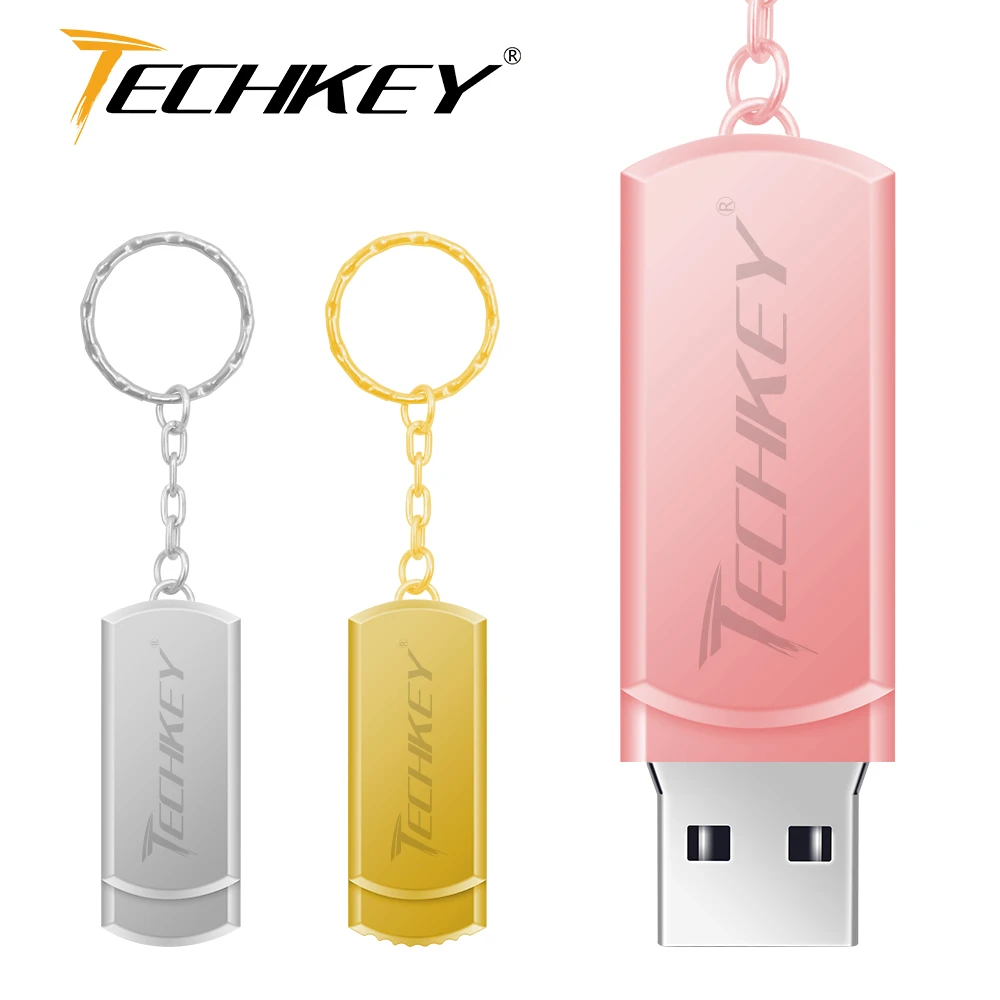 Дешевый Новый usb флеш накопитель 64 Гб TECHKEY pen drive 32 Гб металлический маленький U диск Флешка USB 2,0 memoria флеш накопитель memoria Cel stick memory stick подарок