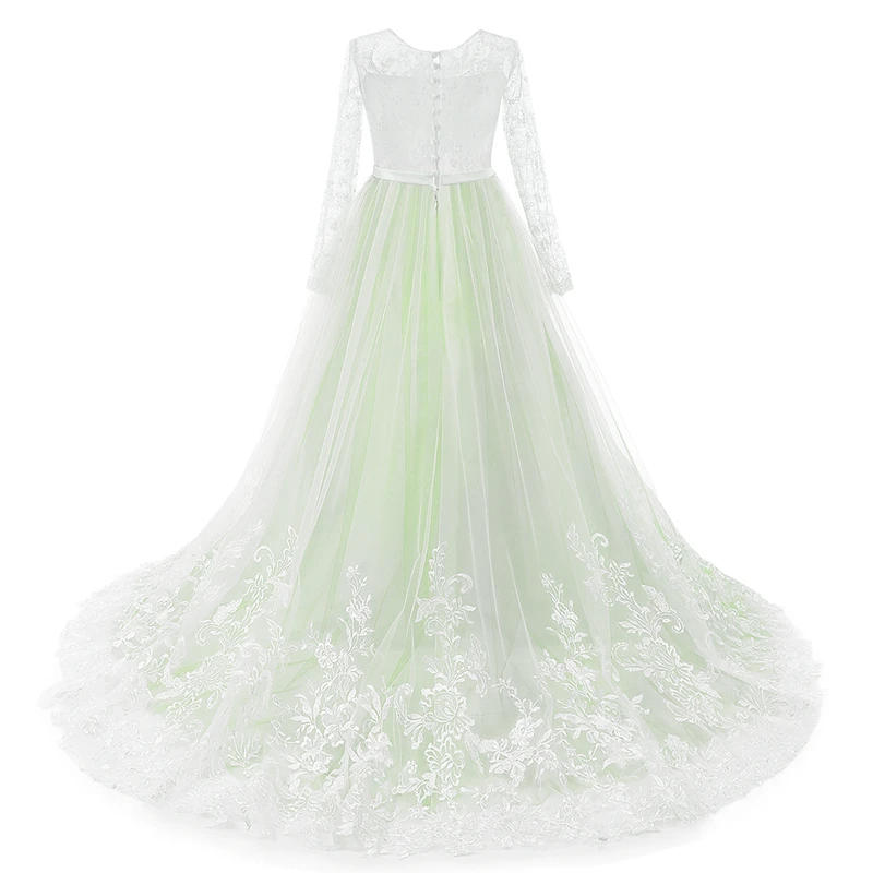 Кружевное платье; длинное платье с цветочной вышивкой для девочек; Детские платья подружки невесты на свадьбу; Плиссированное бальное платье; длинное платье принцессы