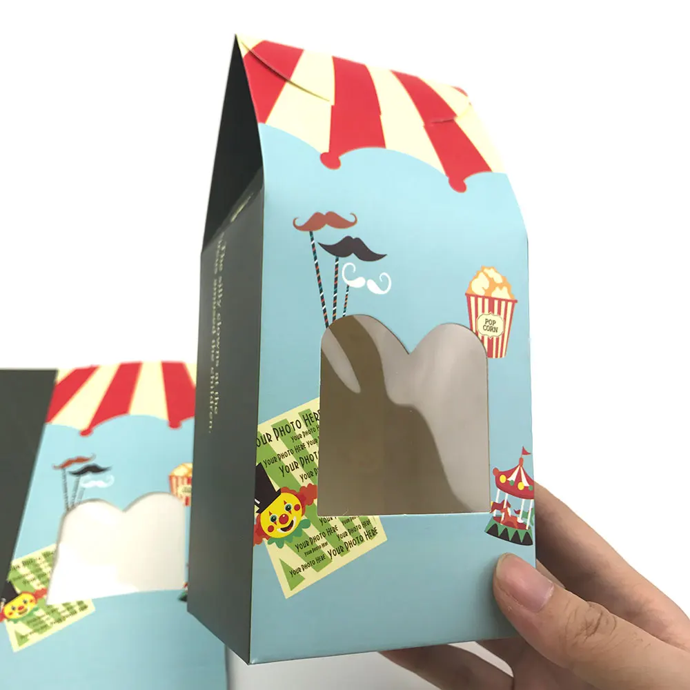 20 шт цирковая тематика коробка для конфет с окном для детей на день рождения товары ручной работы для печенья посылка для детей подарочная упаковка коробка