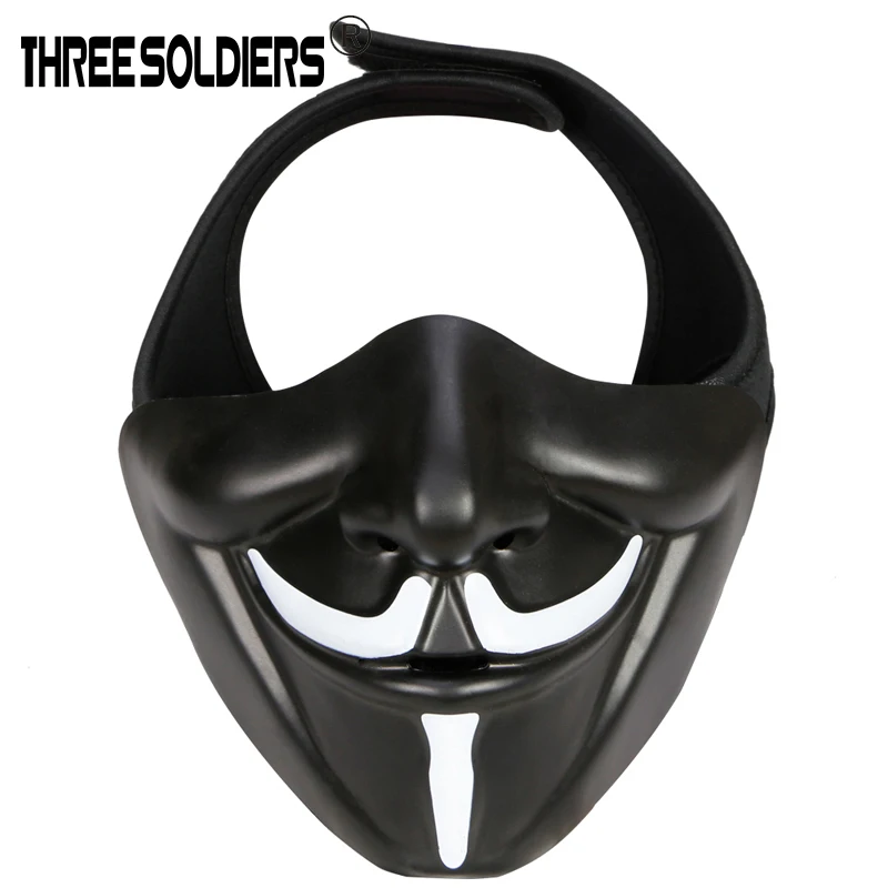 

THREE SOLDIERS V-mask Multi-function Halloween party smiling face mask Outdoor tactical half face masks CS dress up equipment