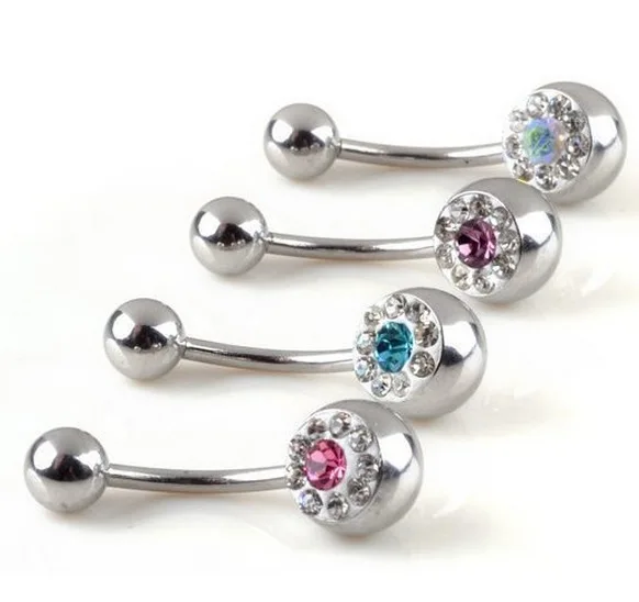 12pcs/lot Mix Color Stainless Steel Piercings Ombligo Zircon Navel