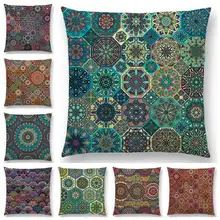 Gran oferta Boho colorido abstracto de etnia floral Mandalas estampados de patrones Vintage Patchwork geométrico funda de cojín para sofá