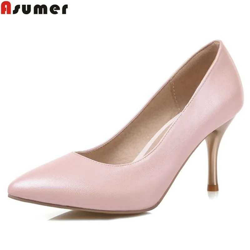 Asumer Plus size33-47 new slip on women pumps pointed toe sexy solid color party wedding shoes woman ladies classic summer shoes