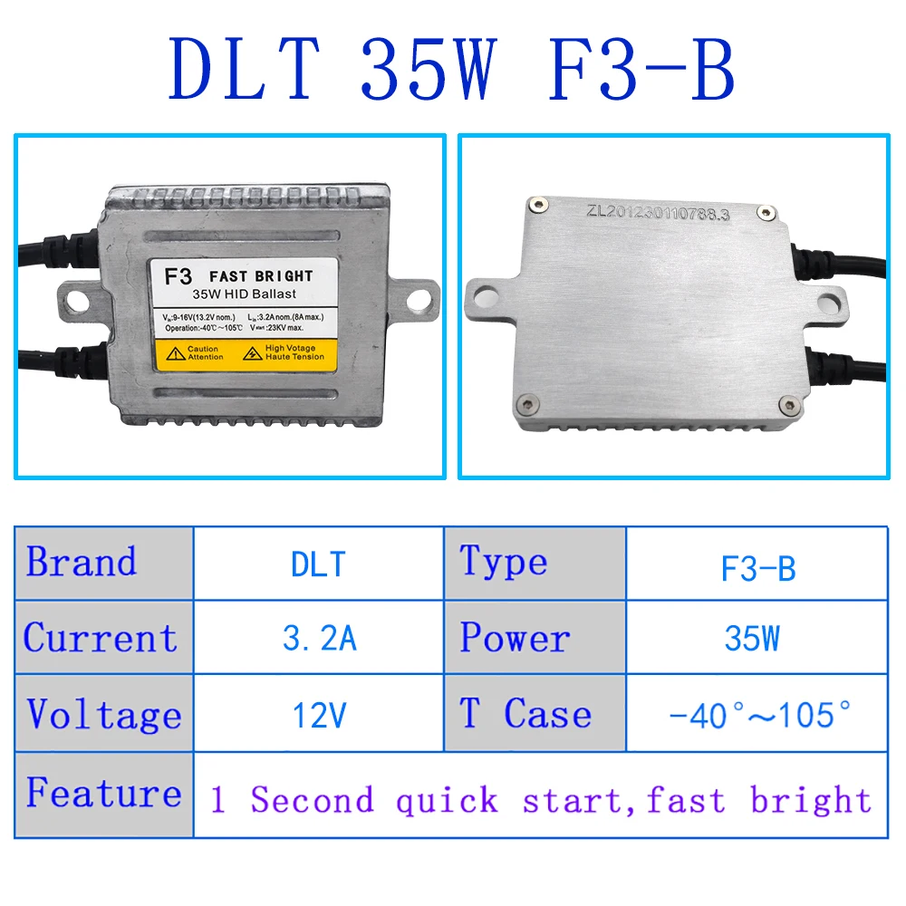 12V AC 35W F3 Fast Bright DLT Ballast Quick Start Digital Slim HID Reactor Ignition Block For 35W Xenon HID Headlight Bulb Kit (2)