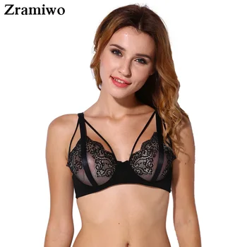 

Lace Bra Cut Out Unlined Bralette Fashion Cage Brassiere Cute Crop Top Sexy Intimate Underwear Black