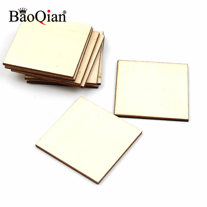 

20Pcs 50mm Blank Plaque Square DIY Craft Decoration Pyrography Projects Games Scrapbooking Unfinished Wood Pieces