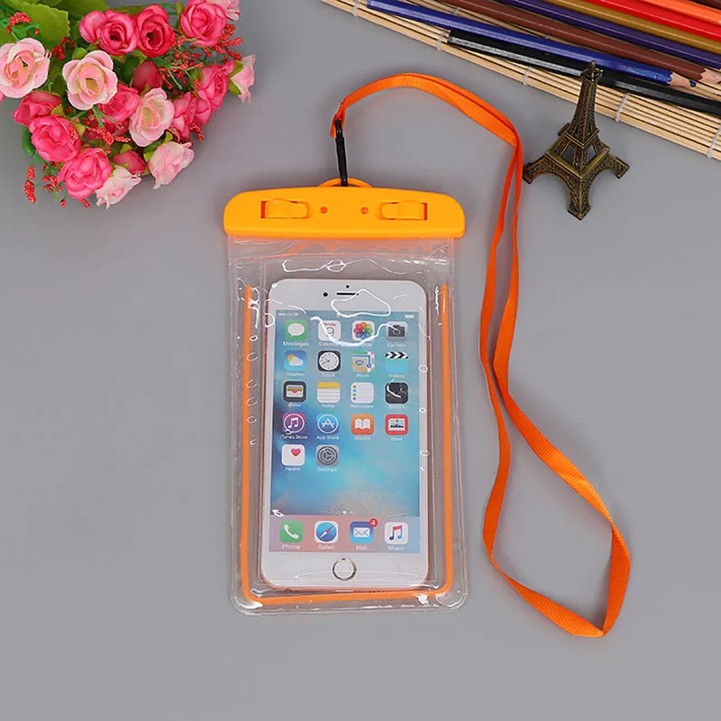 Waterproof Phone Dry Case Pouch PVC TouchScreen Luminous Bag for Universal Phones JR Deals - Цвет: Оранжевый