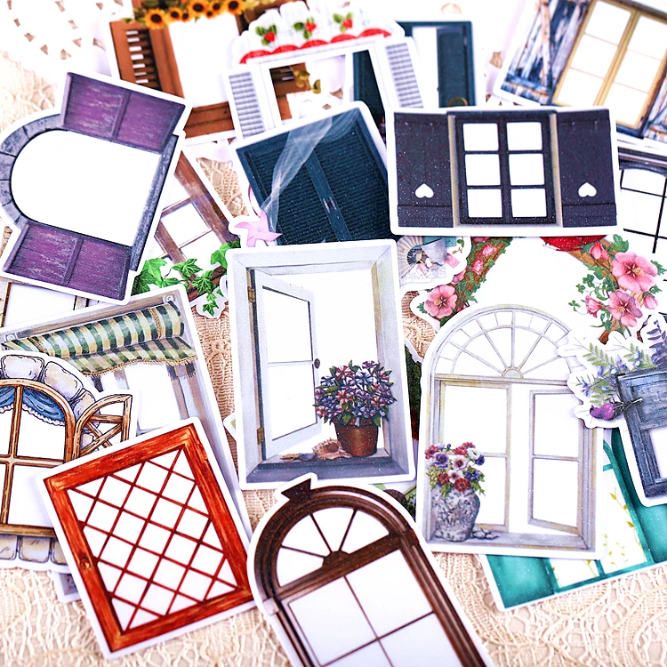 30pcs Self made Windows Scrapbooking Floral Stickers DIY Craft DIY Sticker Pakc Photo Albums