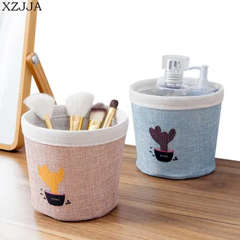

XZJJA 1Pcs Cloth Arts Canvas Desktop FlowerPot Storage Basket Dried Flower Plant Toys Cosmetic Sundries Storage Box Decor Basket