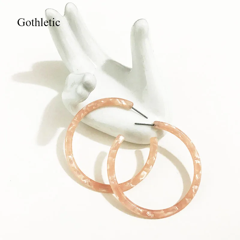 Gothletic розовый/леопард 40/50/60 мм Ацетат круглые серьги-обруч Круг Серьги из полимеров для Для женщин Brincos, можно носить с Модные украшения