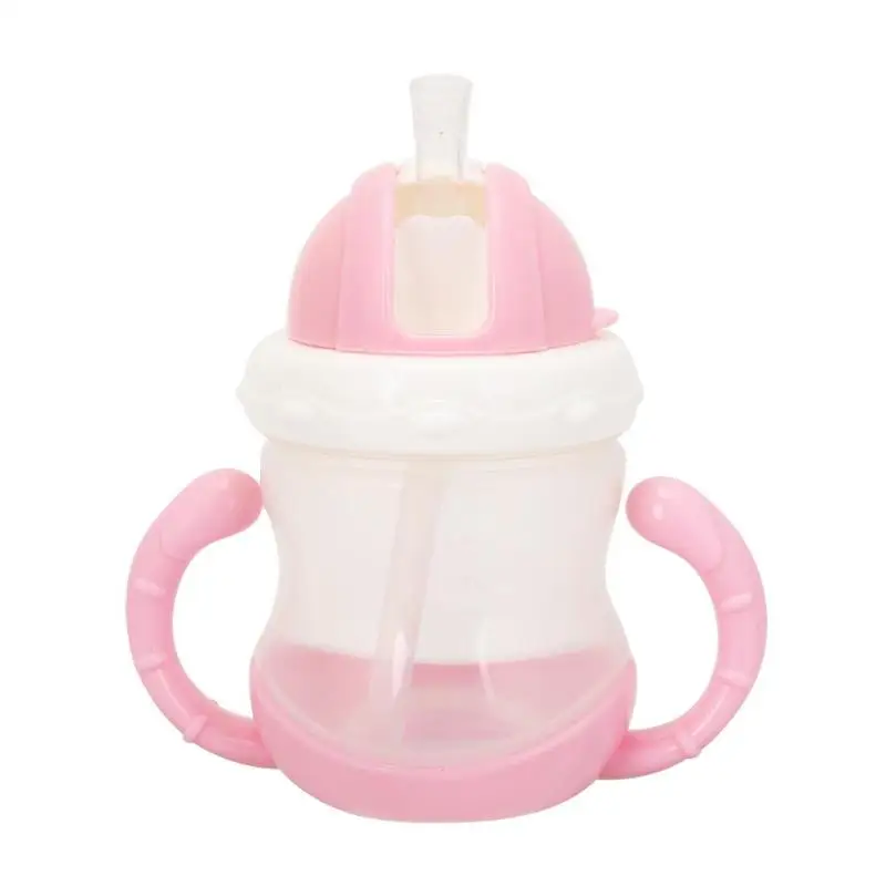 180 мл Милая пластиковая детская чашка детская портативная бутылка с соломинкой - Цвет: Розовый