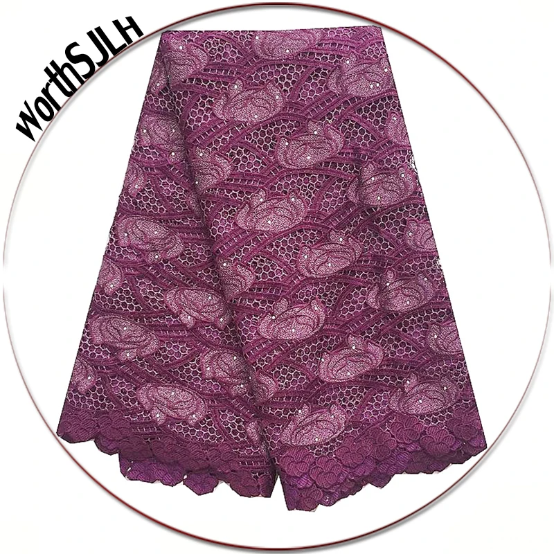 

New arrival 2018 Nigerian Guipure Lace Fabric Magenta Latest Cord Lace Fabric Royal Blue African Lace Materials For Wedding