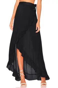 

Women Long Max Skirt Prom Gown Summer Holiday Sundress High Waist Wrap Pleated Skater Flared Asymmetric Long Skirts
