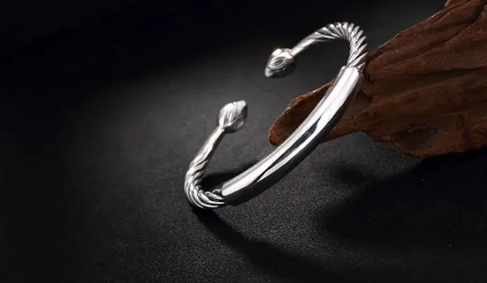 

JOOCHEER Sterling S990 990 silver Bangle lotus screw thread trendy bracelet size adjustable