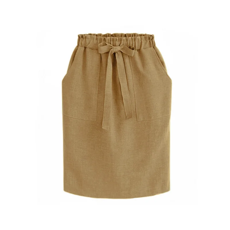 Женская полуюбка Одноцветный с бантом Высокая талия юбка-карандаш для лета QL распродажа